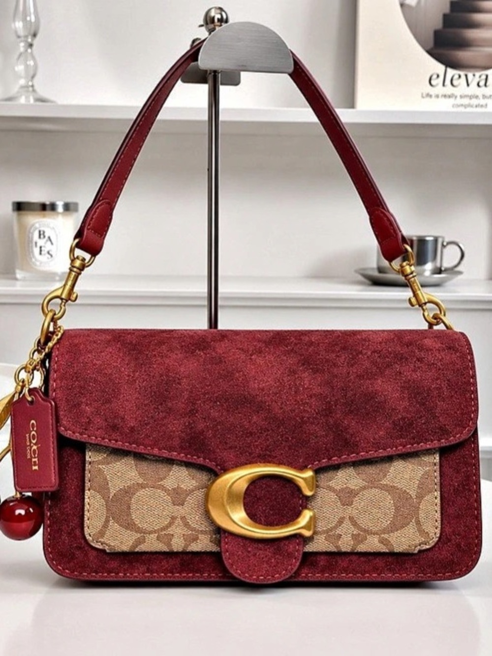 Coach Shoulder Bag in Burgundy & Brown Like New